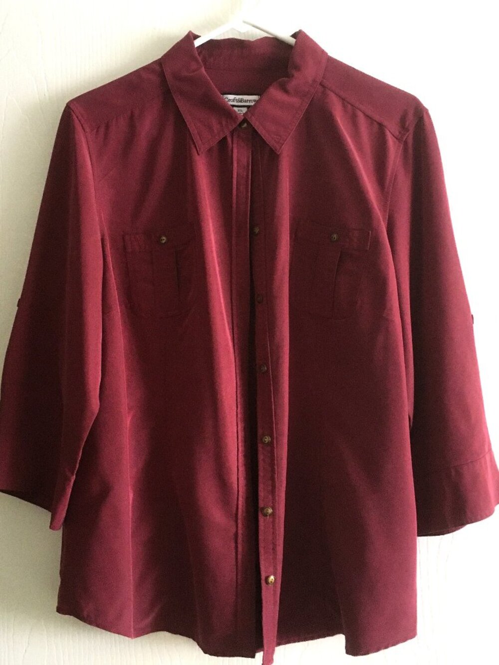 Croft & Barrow Button Down Burgandy Blouse, Size XL, EUC